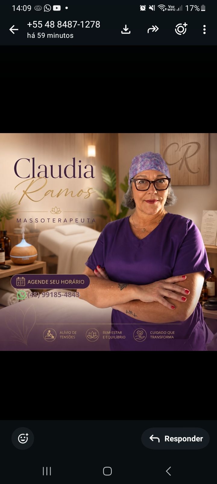 Claudia Teixeira Ramos , massoterapeuta em Florianópolis, SC