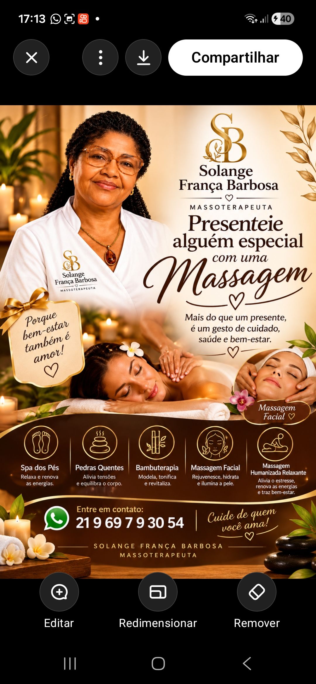 Solange dos Santos França Barbosa, massoterapeuta em Rio de Janeiro, RJ
