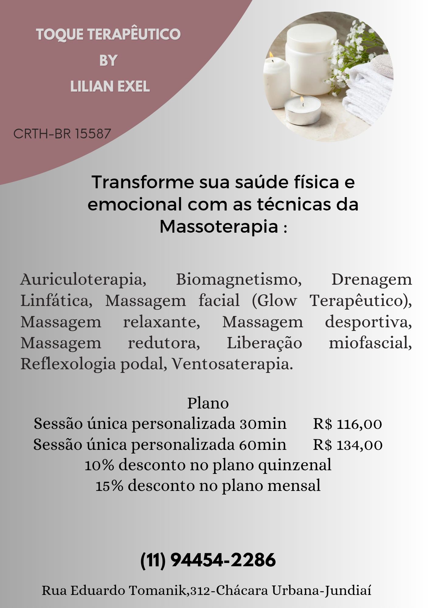 Lilian Exel, massoterapeuta em Jundiaí, SP