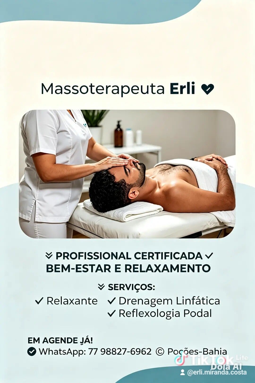 Erli Miranda Costa, massoterapeuta em Poções, BA