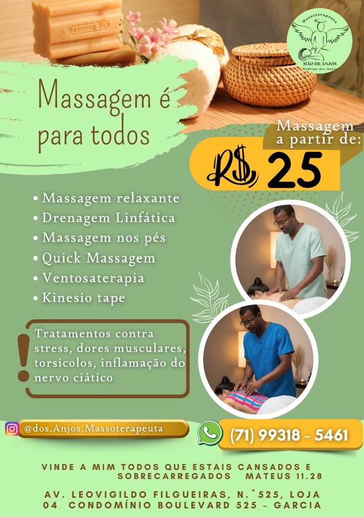 Rodrigo dos anjos santos, massoterapeuta em Salvador, BA