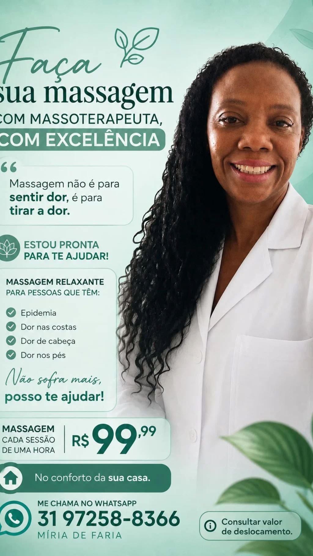 Miriã deluziana, massoterapeuta em Belo Horizonte, MG